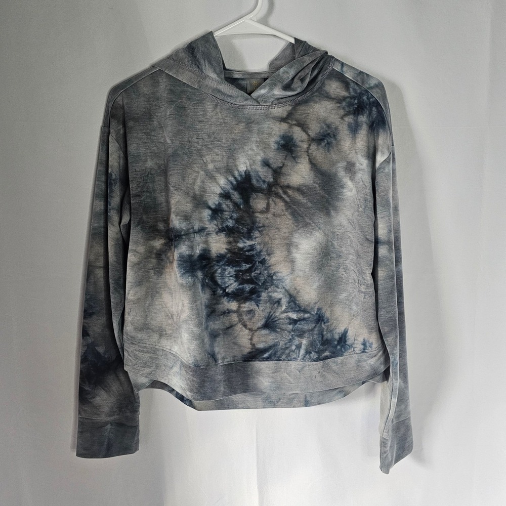 Harmony Balance Women's Blue Gray Tie Dye Hoodie Long Sleeve Casual Top‎